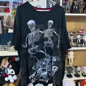 Men’s 4XL Y2K Skeletons Surfing T Shirt All Over Print